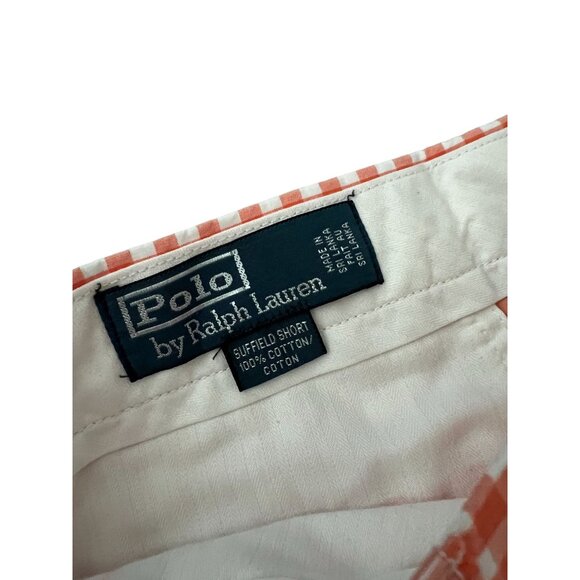 Polo Ralph Lauren Suffield Short Men's Size 33 Orange White Gingham Check Excell - Picture 4 of 5